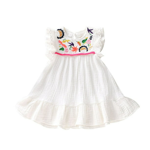SELLER } New White Embroidery Sleeveless Summer Toddler Dress Details about   { U.S